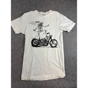 Fox Racing Skeleton Motorcycle Shirt Mens Small White Slim Fit Moto Graphic Tee